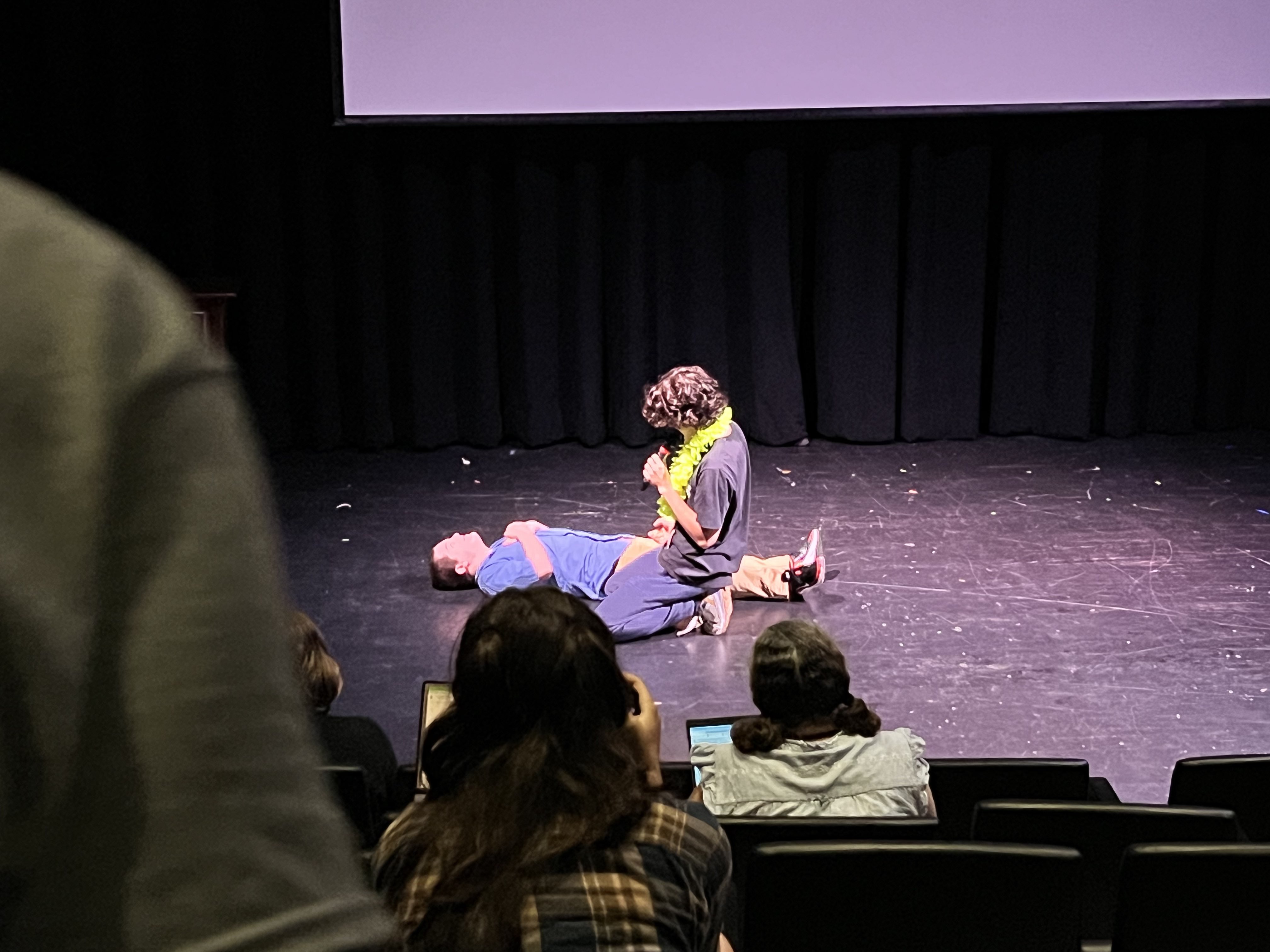 Romeo and Griffin acting out Romeo and Juliet.