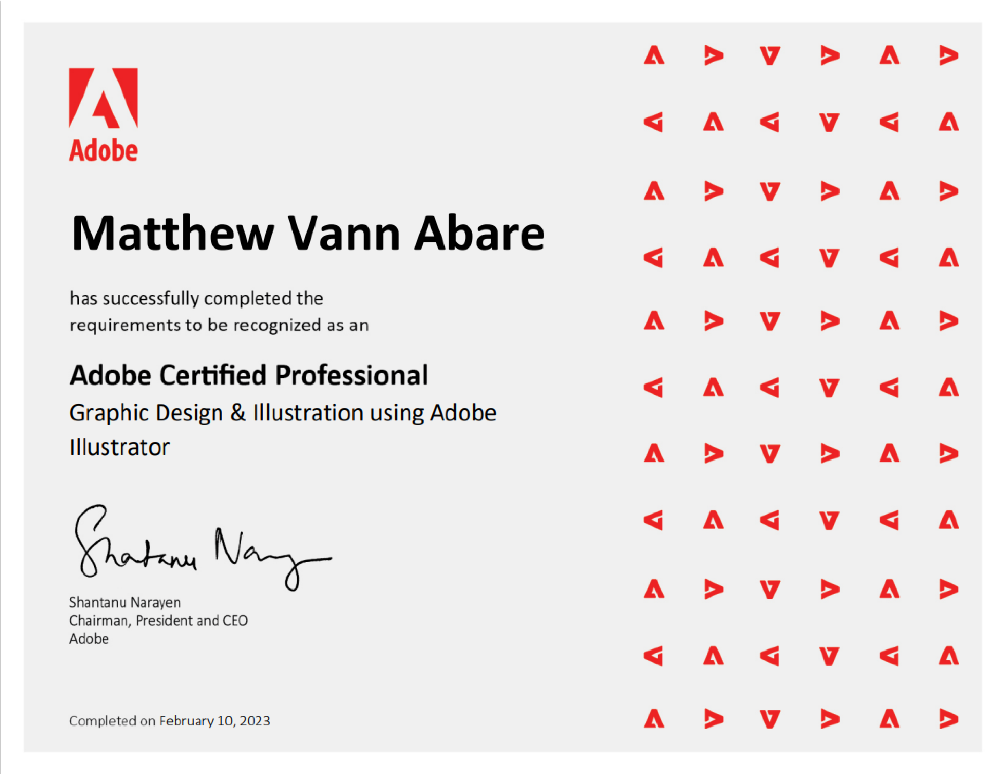 My Adobe Certified Professional Certificate.